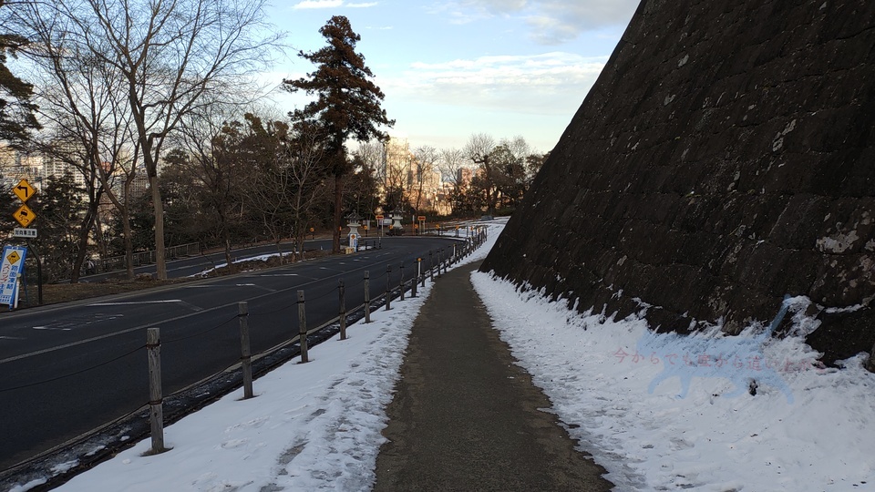 歩道中央は雪かきされており安心して歩ける。