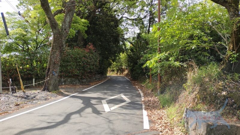 田原坂も一の坂・二の坂・三の坂で約1.5キロ、標高差60ｍの道。   　※画像は田原坂より手前だと思われます。