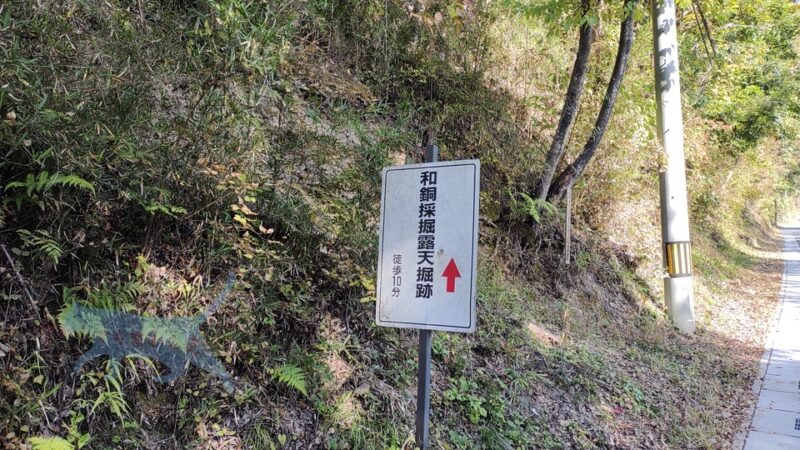 和銅遺跡露天掘跡まで徒歩10分とあったけども、自分の足ではぜんぜん10分で到着しなかった。